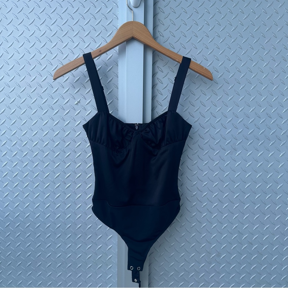 Danielle Bernstein Black Bustier Leotard